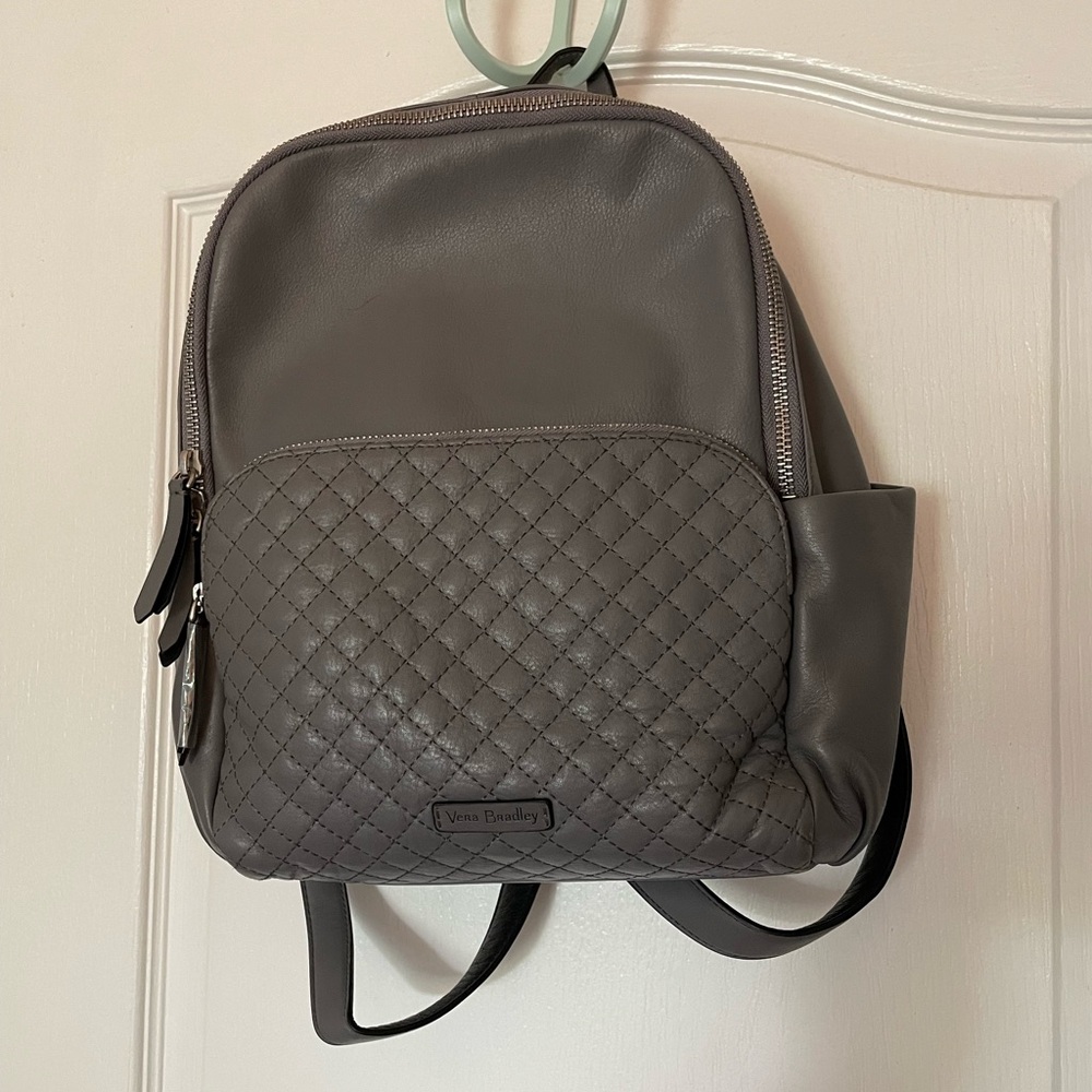Vera Bradley Gray Quilted Backpack with Diamond Pattern
